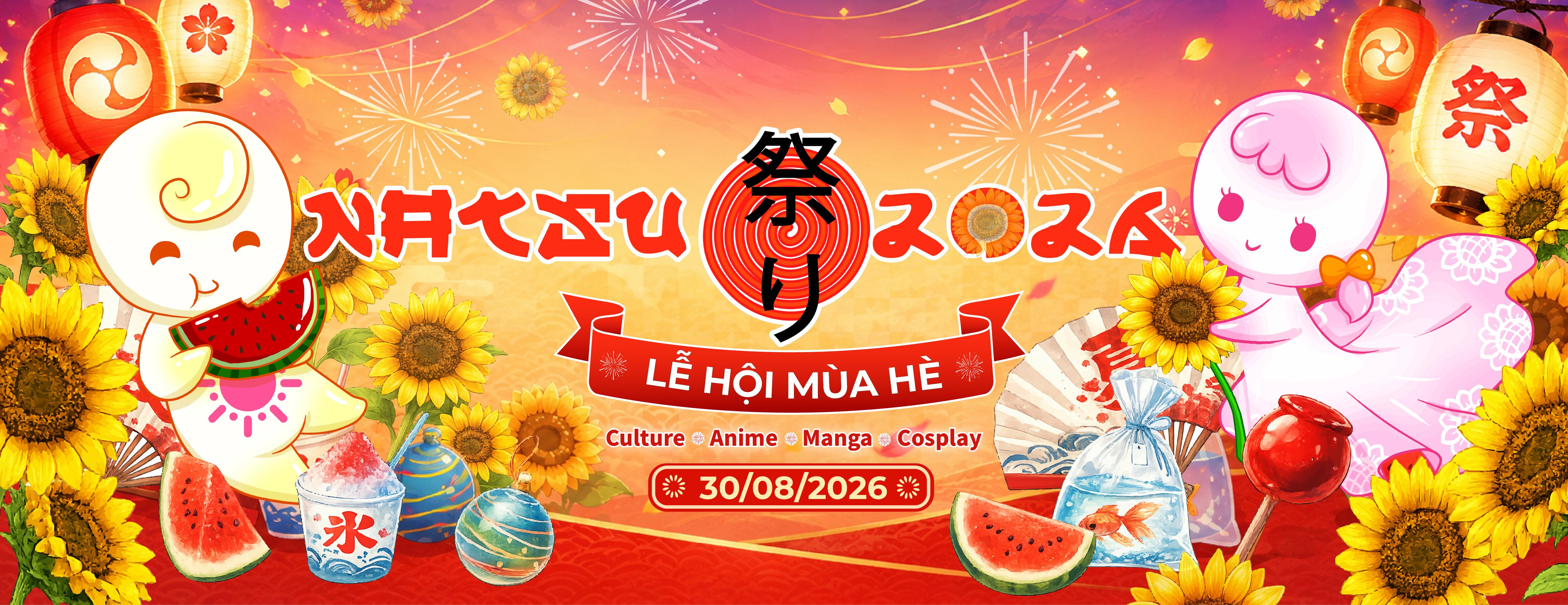 Banner sự kiện NATSU MATSURI 2026 – LỄ HỘI VĂN HÓA NHẬT BẢN