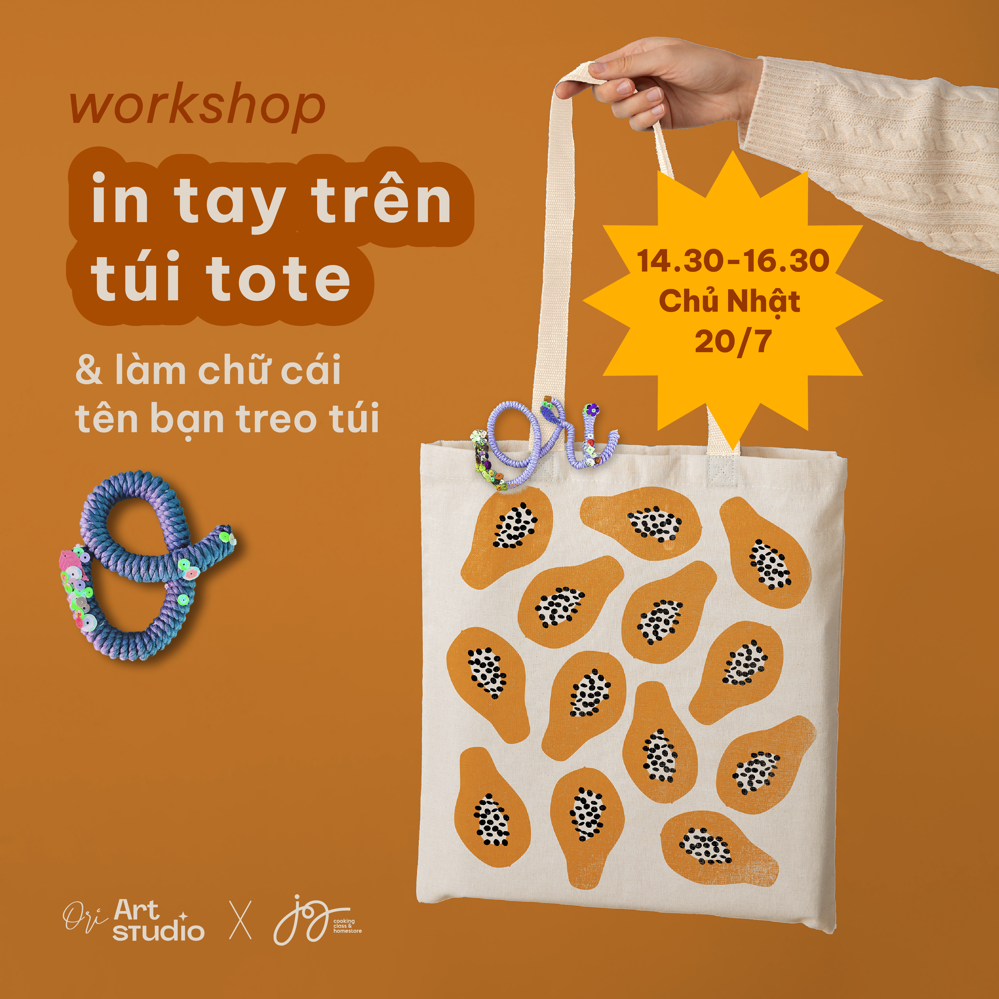 Hình ảnh 6 của sự kiện WORKSHOP IN TAY TRÊN TÚI TOTE VÀ LÀM CHỮ CÁI TREO TÚI