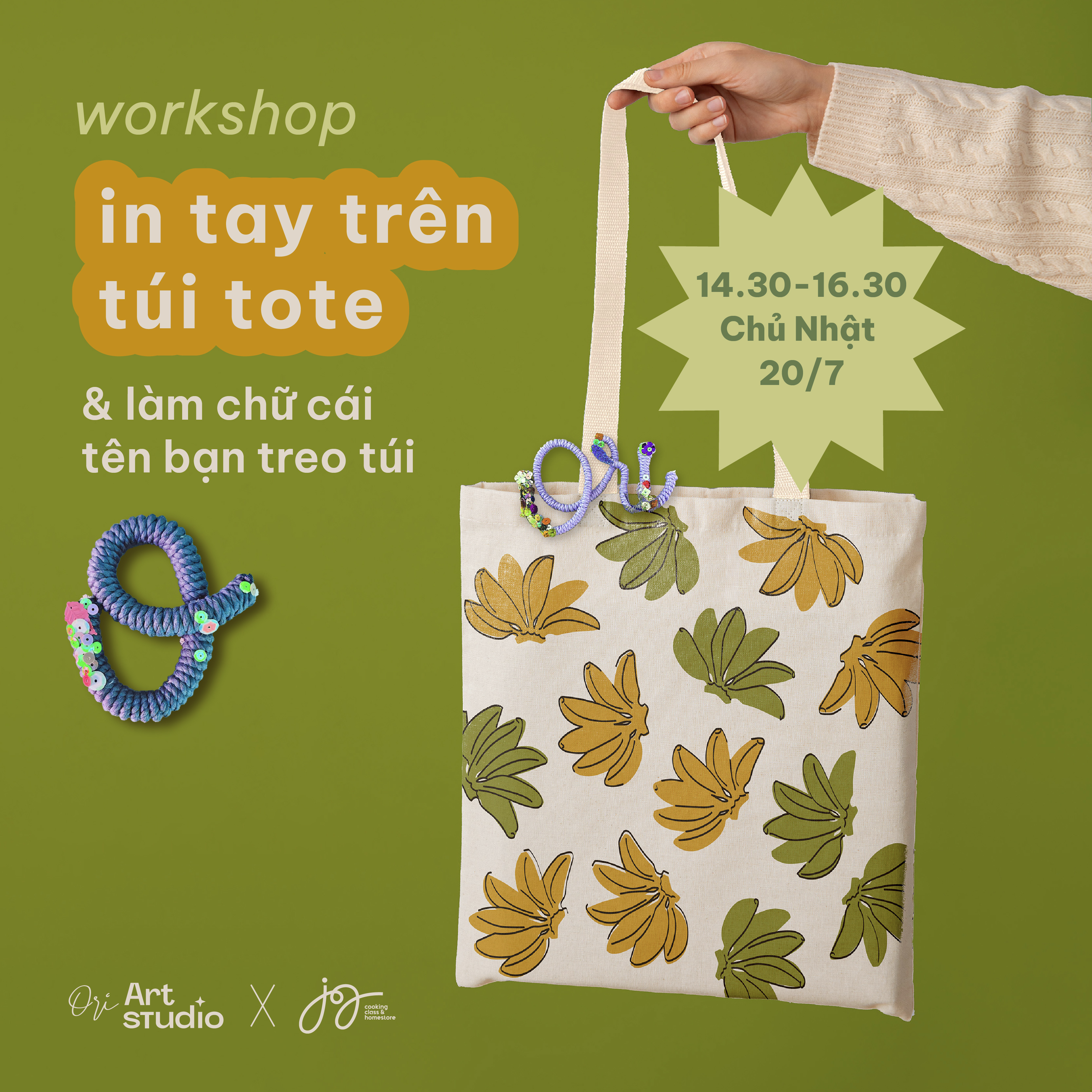 Hình ảnh 3 của sự kiện WORKSHOP IN TAY TRÊN TÚI TOTE VÀ LÀM CHỮ CÁI TREO TÚI