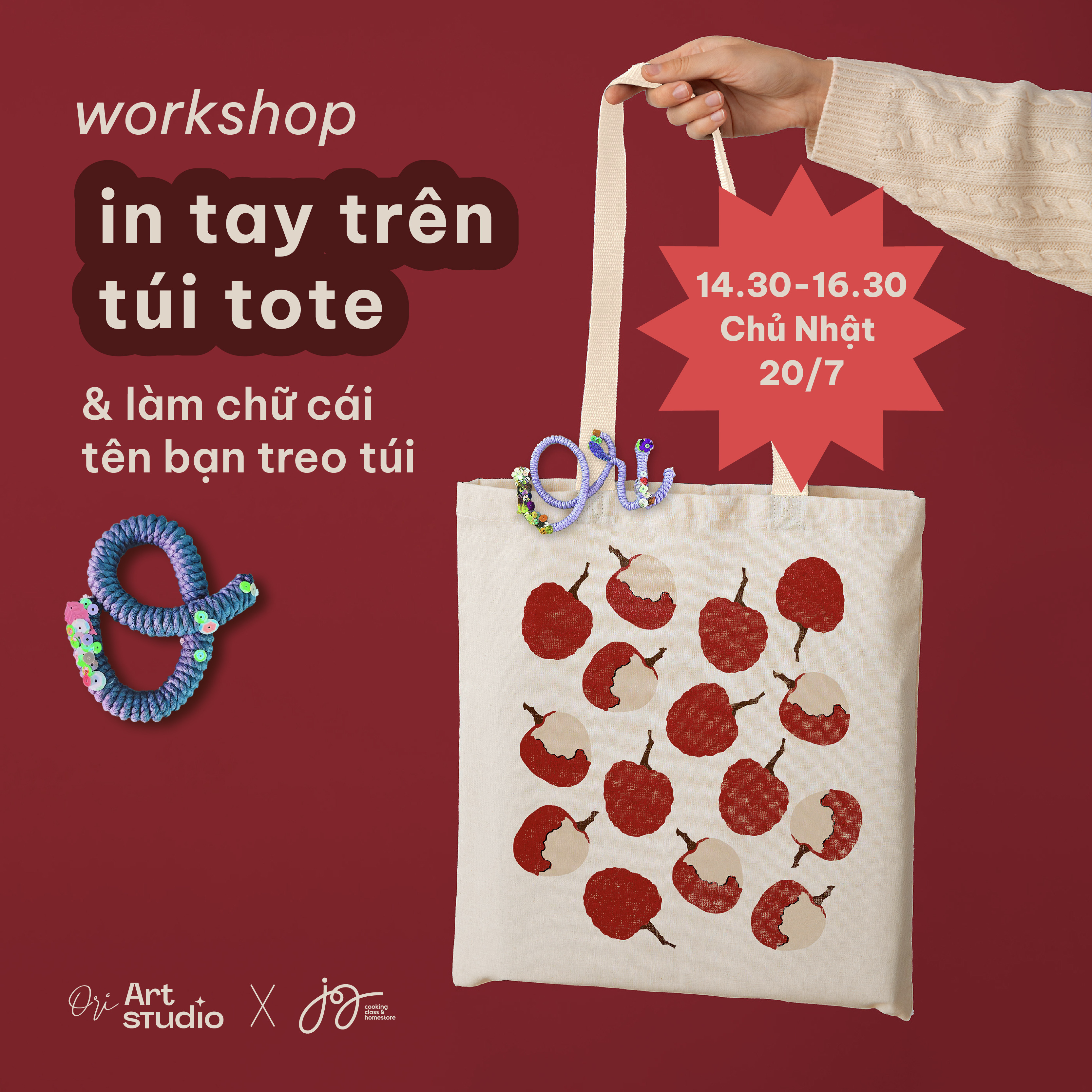 Hình ảnh 2 của sự kiện WORKSHOP IN TAY TRÊN TÚI TOTE VÀ LÀM CHỮ CÁI TREO TÚI