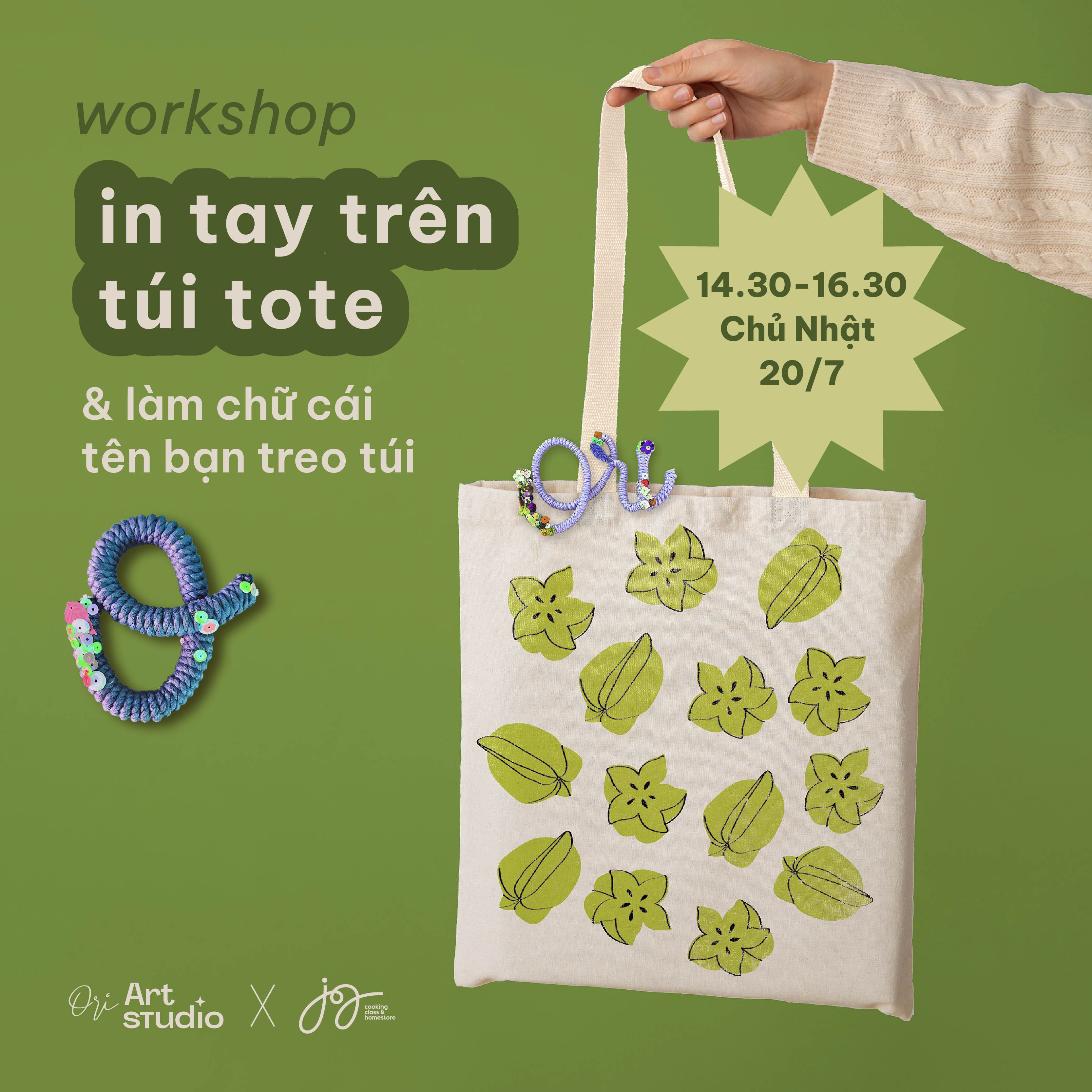 Hình ảnh 4 của sự kiện WORKSHOP IN TAY TRÊN TÚI TOTE VÀ LÀM CHỮ CÁI TREO TÚI