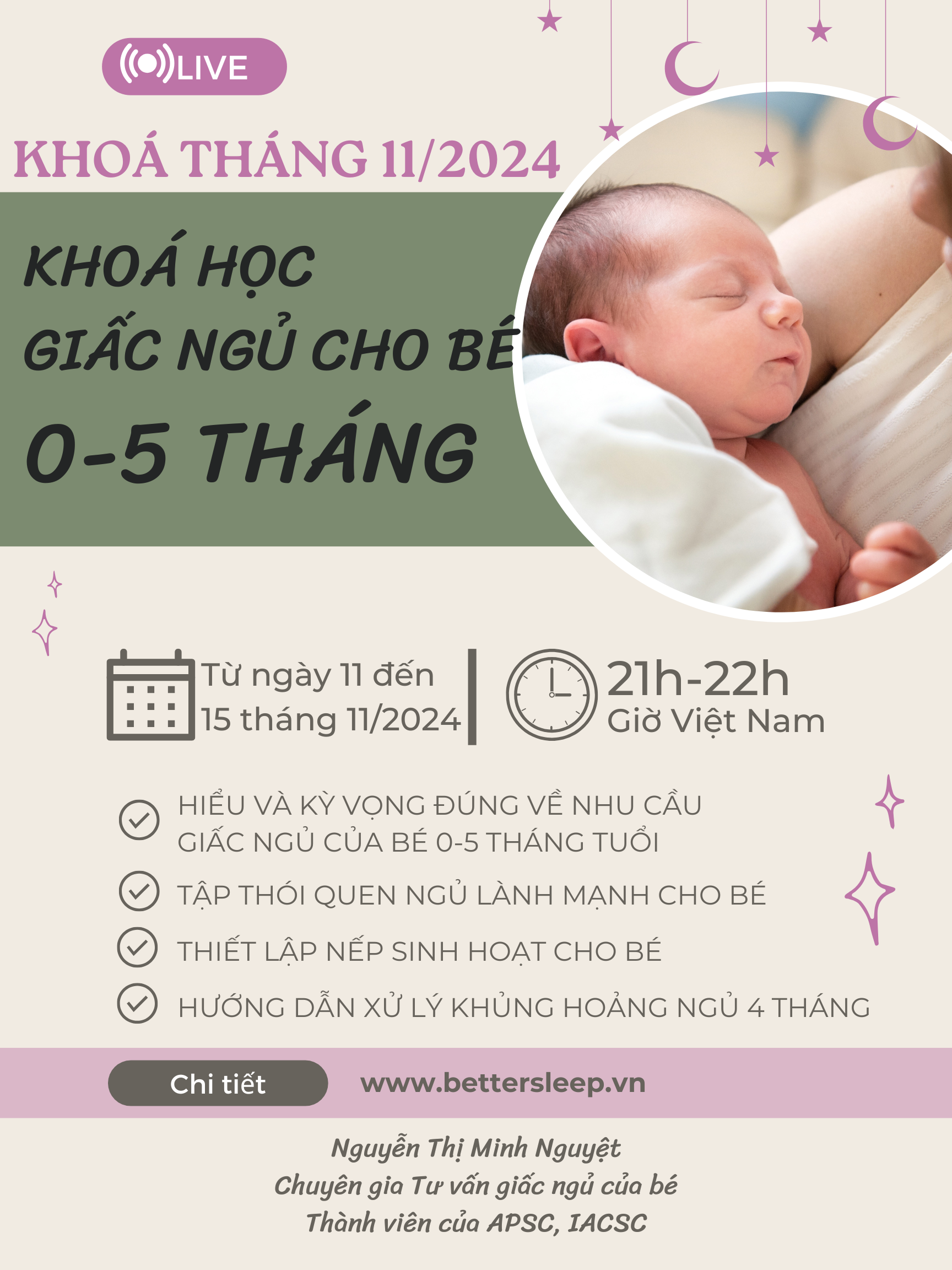 Hình ảnh 1 của sự kiện KHOÁ HỌC GIẤC NGỦ CHO BÉ 0-5 THÁNG
