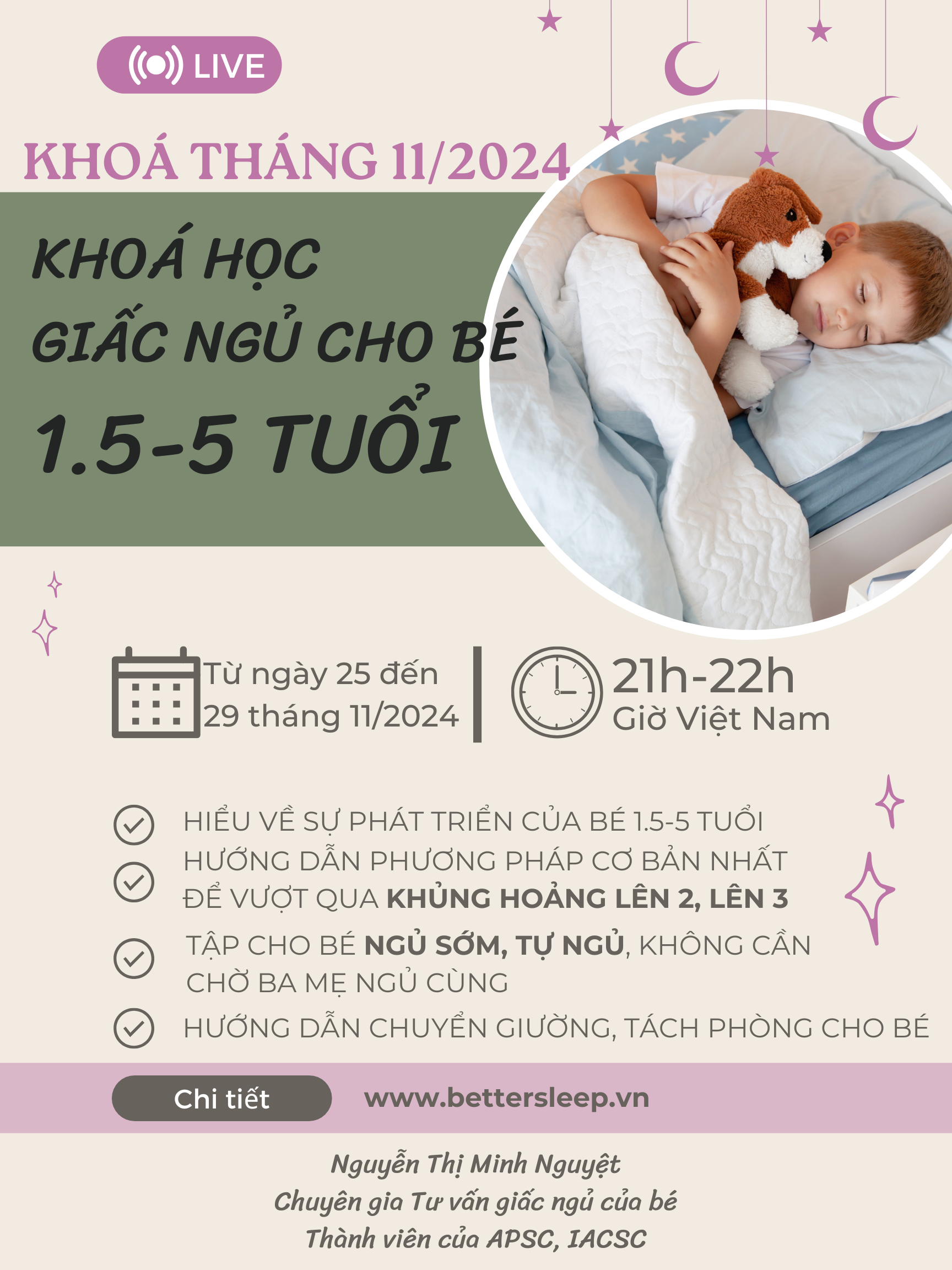 Hình ảnh 1 của sự kiện KHOÁ HỌC GIẤC NGỦ CHO BÉ 18 THÁNG - 5 TUỔI