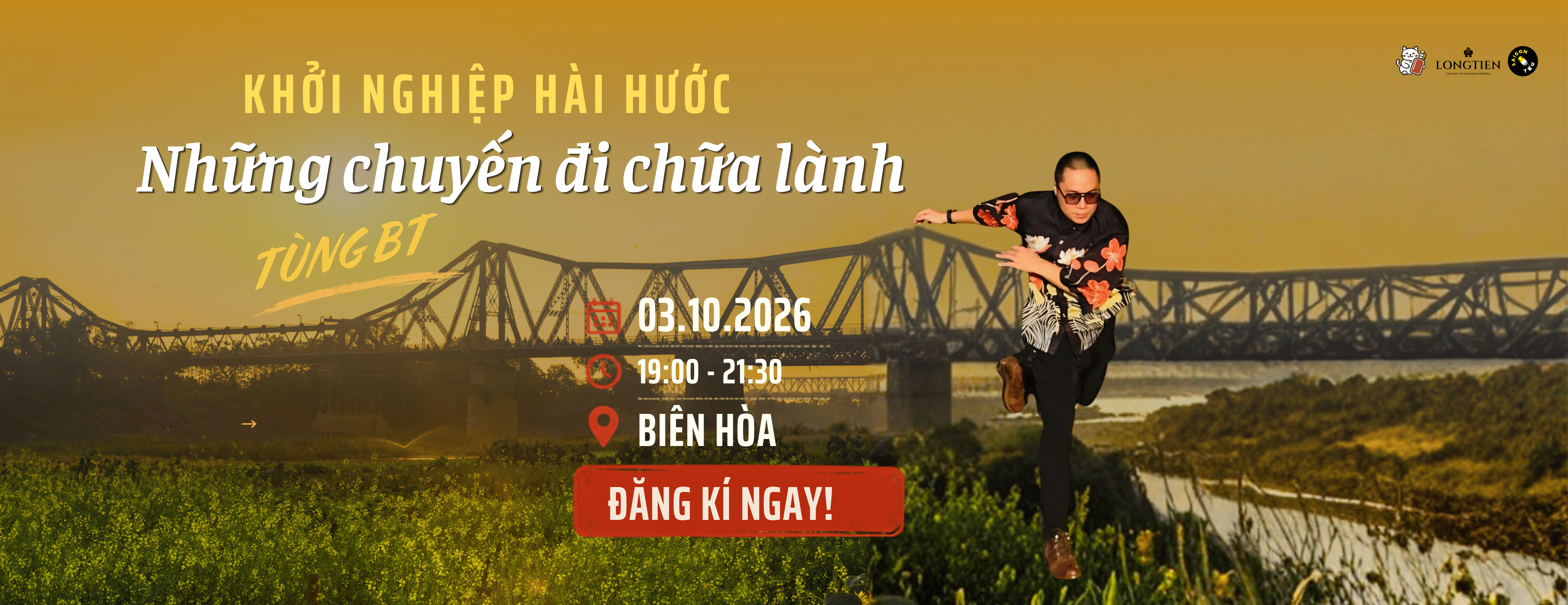 Banner sự kiện KHỞI NGHIỆP HÀI HƯỚC: NHỮNG CHUYẾN ĐI CHỮA LÀNH CỦA TÙNG BT
