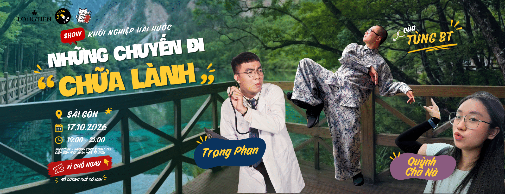 Banner sự kiện SHOW KHỞI NGHIỆP HÀI HƯỚC SÀI GÒN THÁNG 10: NHỮNG CHUYẾN ĐI CHỮA LÀNH CỦA TÙNG BT
