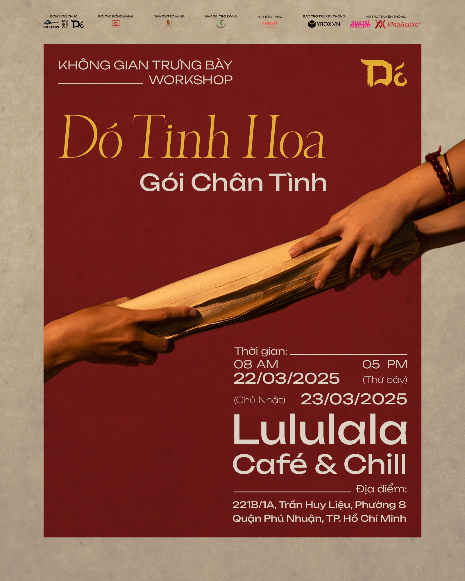 Hình ảnh 1 của sự kiện KHÔNG GIAN TRƯNG BÀY & WORKSHOP “Dó Tinh Hoa -Gói Chân Tình”