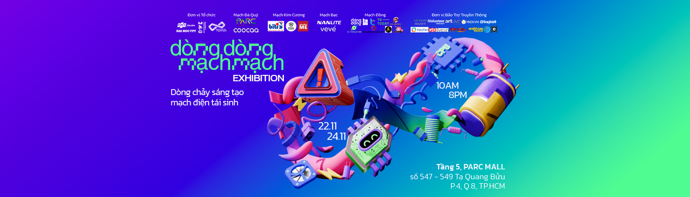 Banner sự kiện TRIỂN LÃM “DÒNG DÒNG MẠCH MẠCH - DÒNG CHẢY SÁNG TẠO, MẠCH ĐIỆN TÁI SINH”